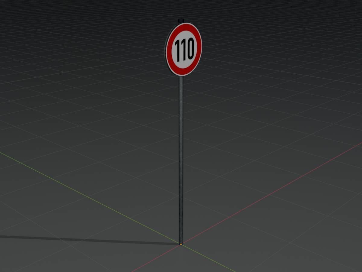 Traffic sign 274-110 Speed limit 110 km h Size-2 Low-poly 3D model_4