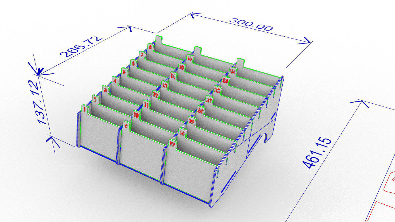 Multi Cell Phone Rack 24 Laser Cut 3D print model_2