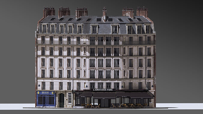 European Corner Cafe Building 3D model 7