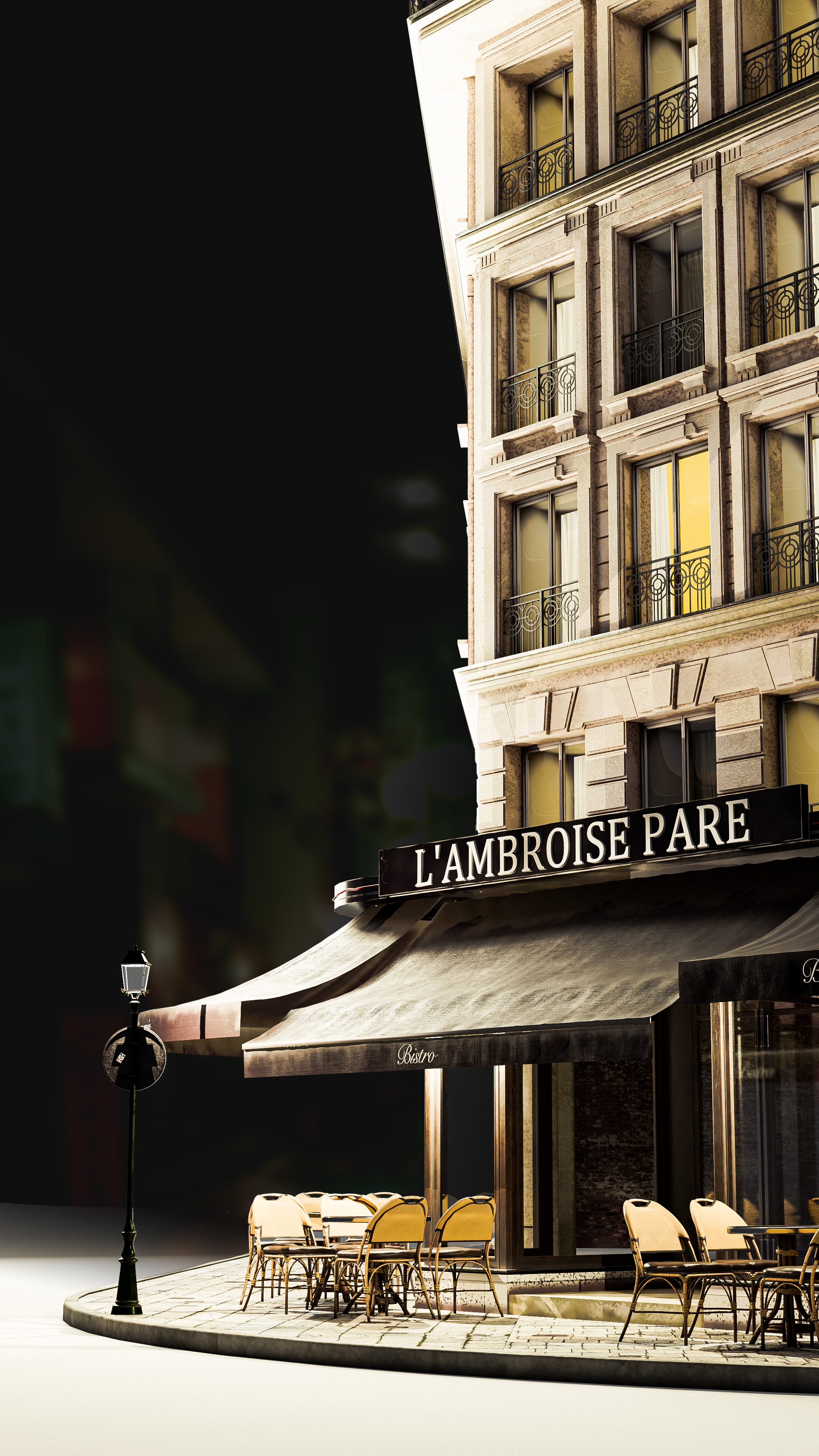 European Corner Cafe Building 3D model_3