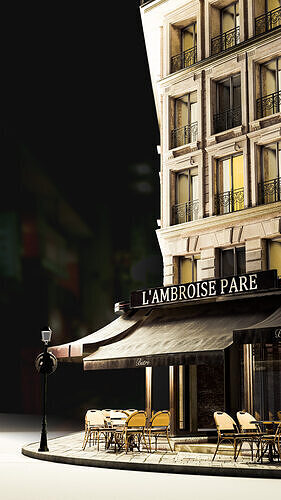 European Corner Cafe Building 3D model 4