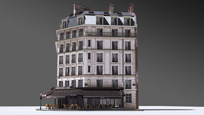 European Corner Cafe Building 3D model 2