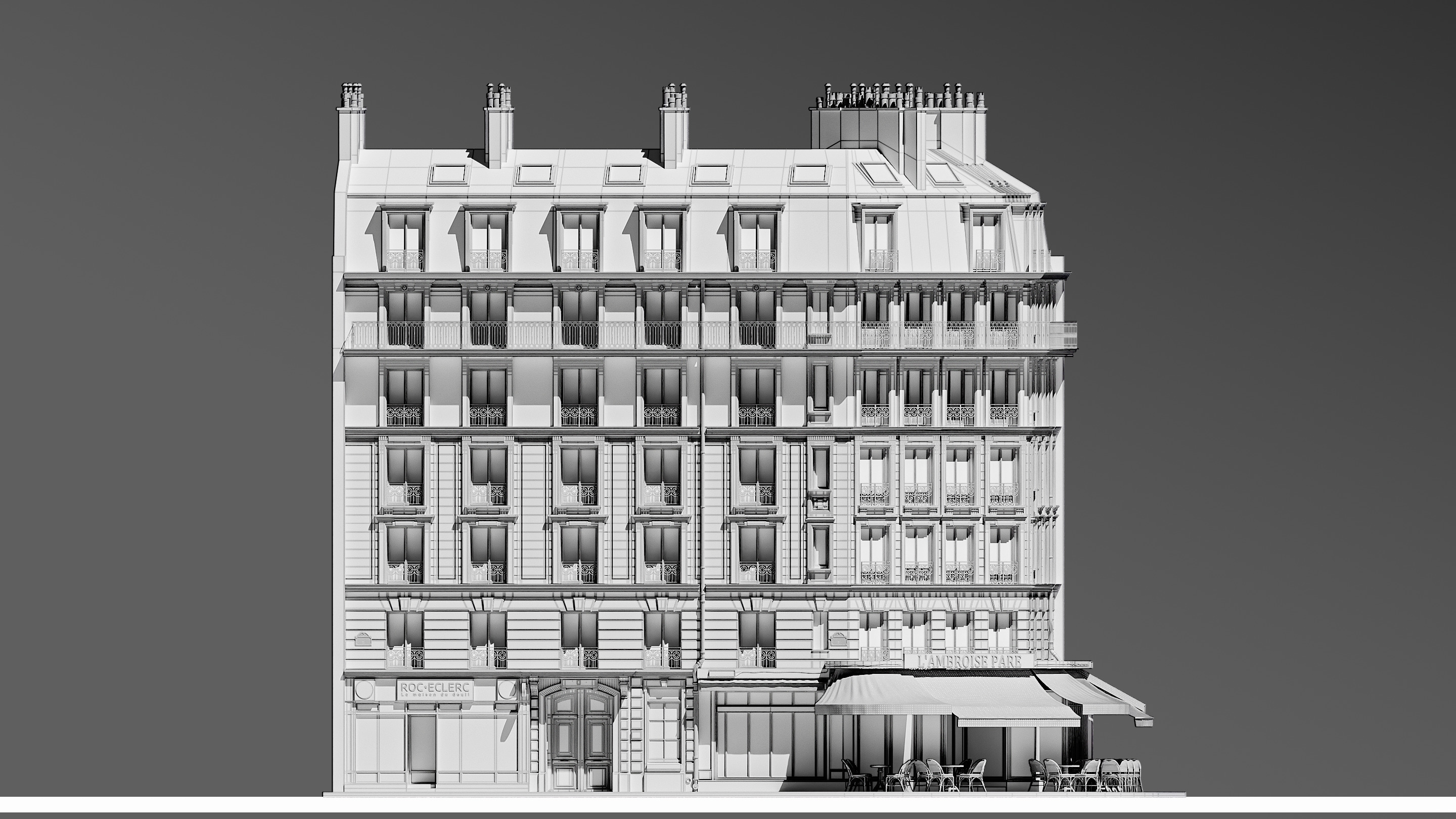 European Corner Cafe Building 3D model_16