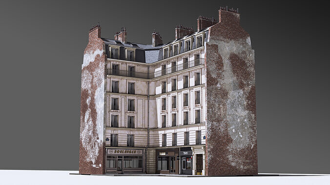 European Corner Cafe Building 3D model 5