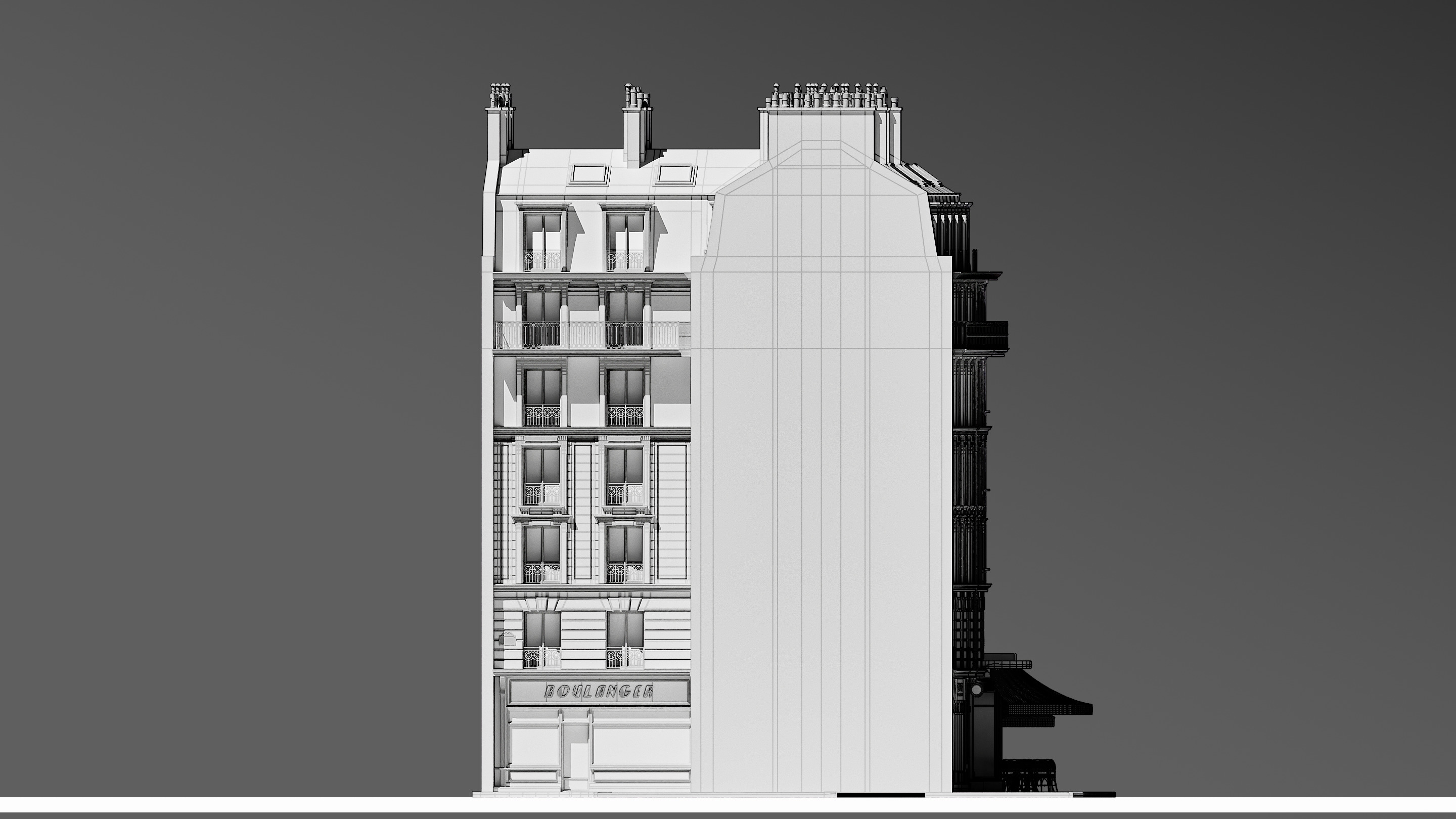 European Corner Cafe Building 3D model_18