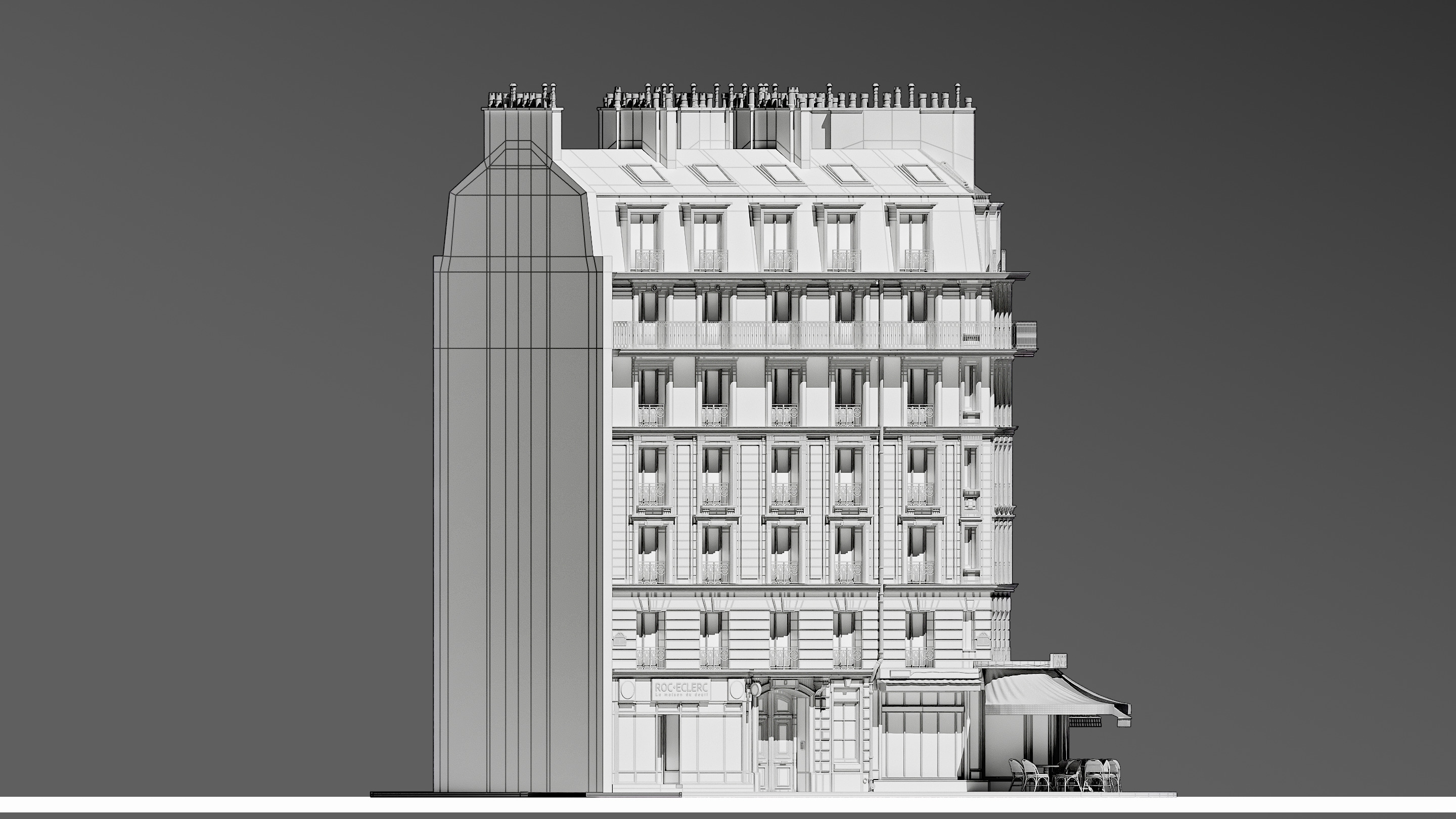 European Corner Cafe Building 3D model_17