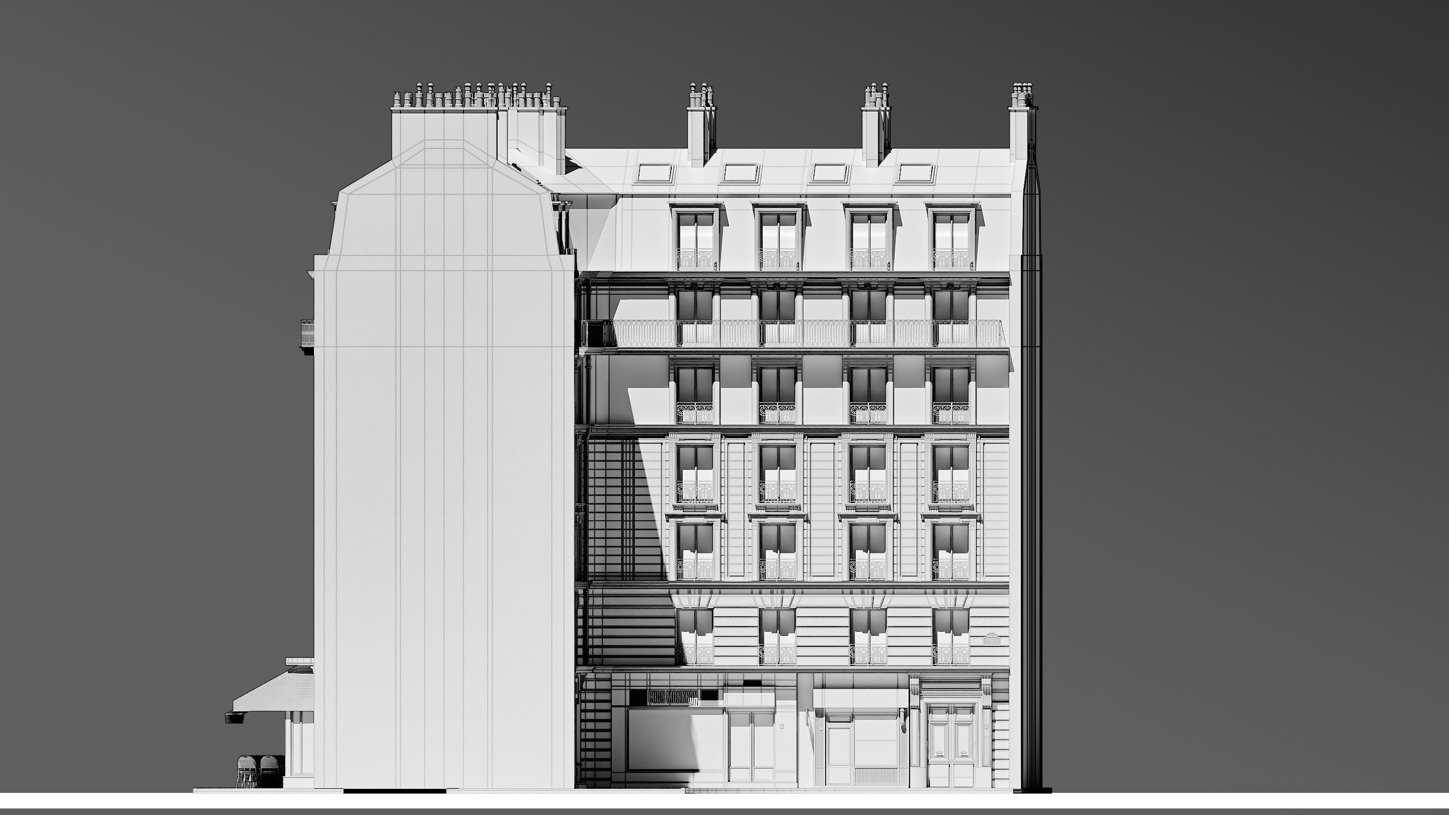 European Corner Cafe Building 3D model_19