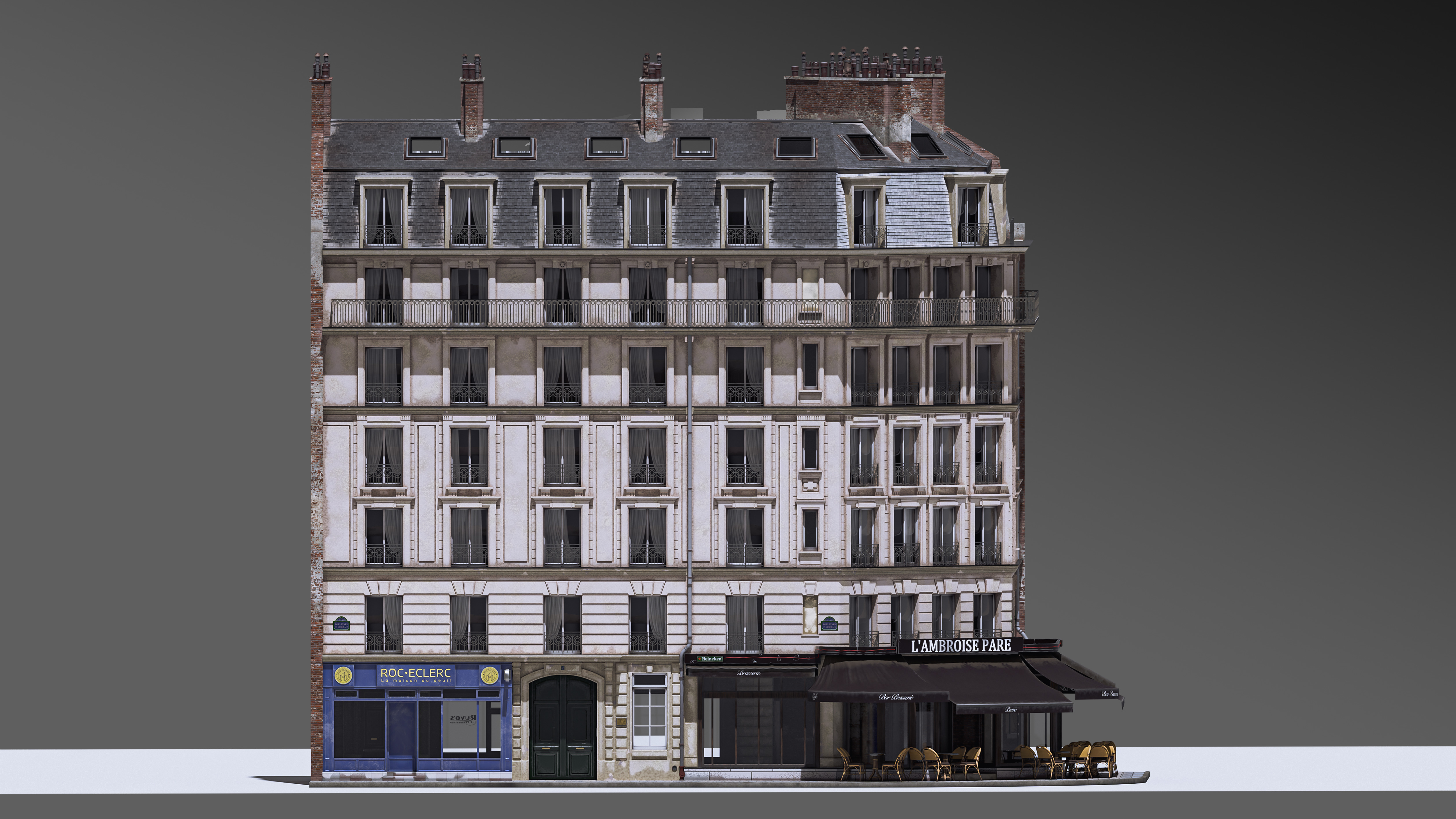 European Corner Cafe Building 3D model_5