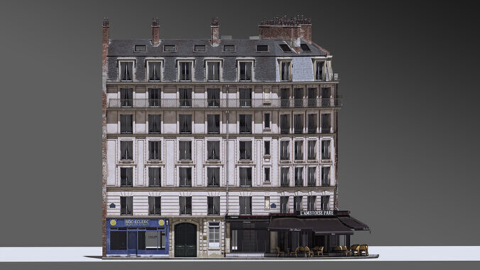 European Corner Cafe Building 3D model 6