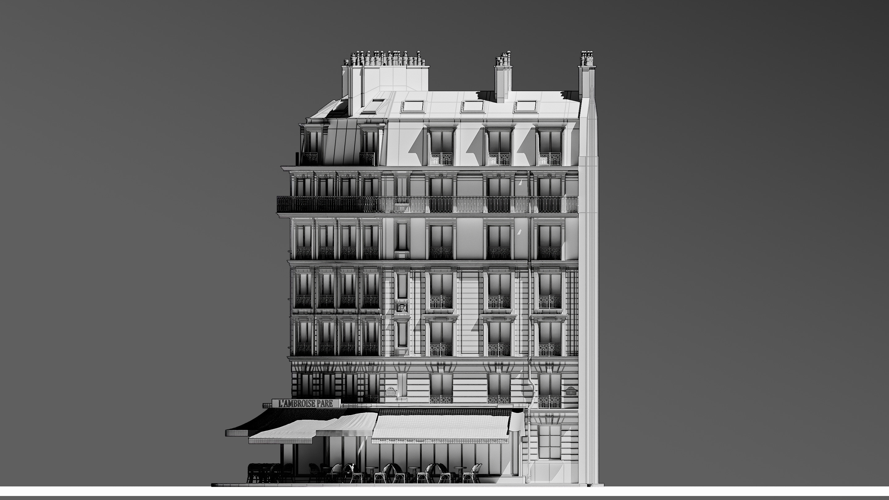 European Corner Cafe Building 3D model_21
