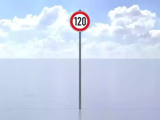 Traffic sign 274-120 Speed limit 120 km h Size-2 Low-poly 3D model
