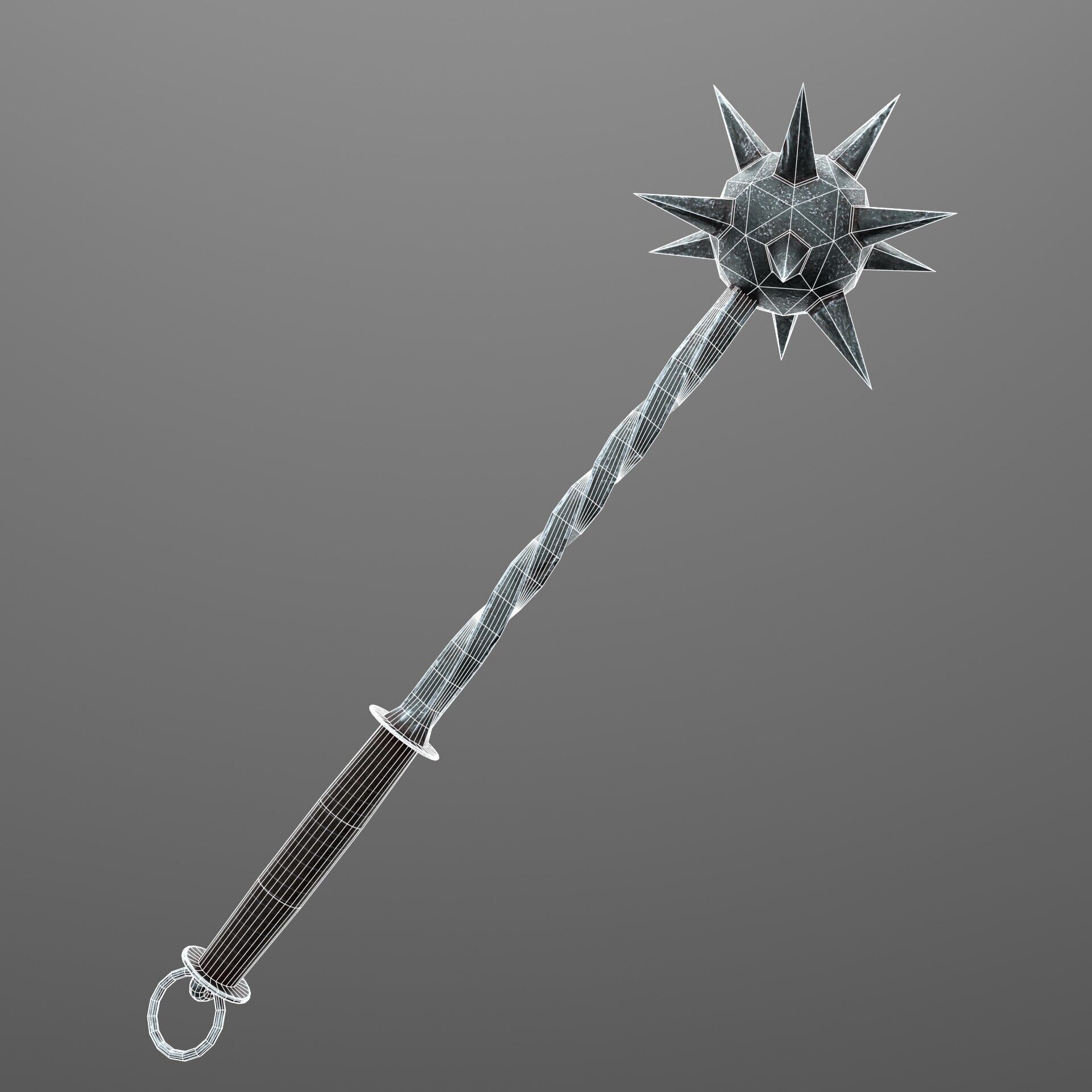 Medieval mace Low-poly 3D model_4
