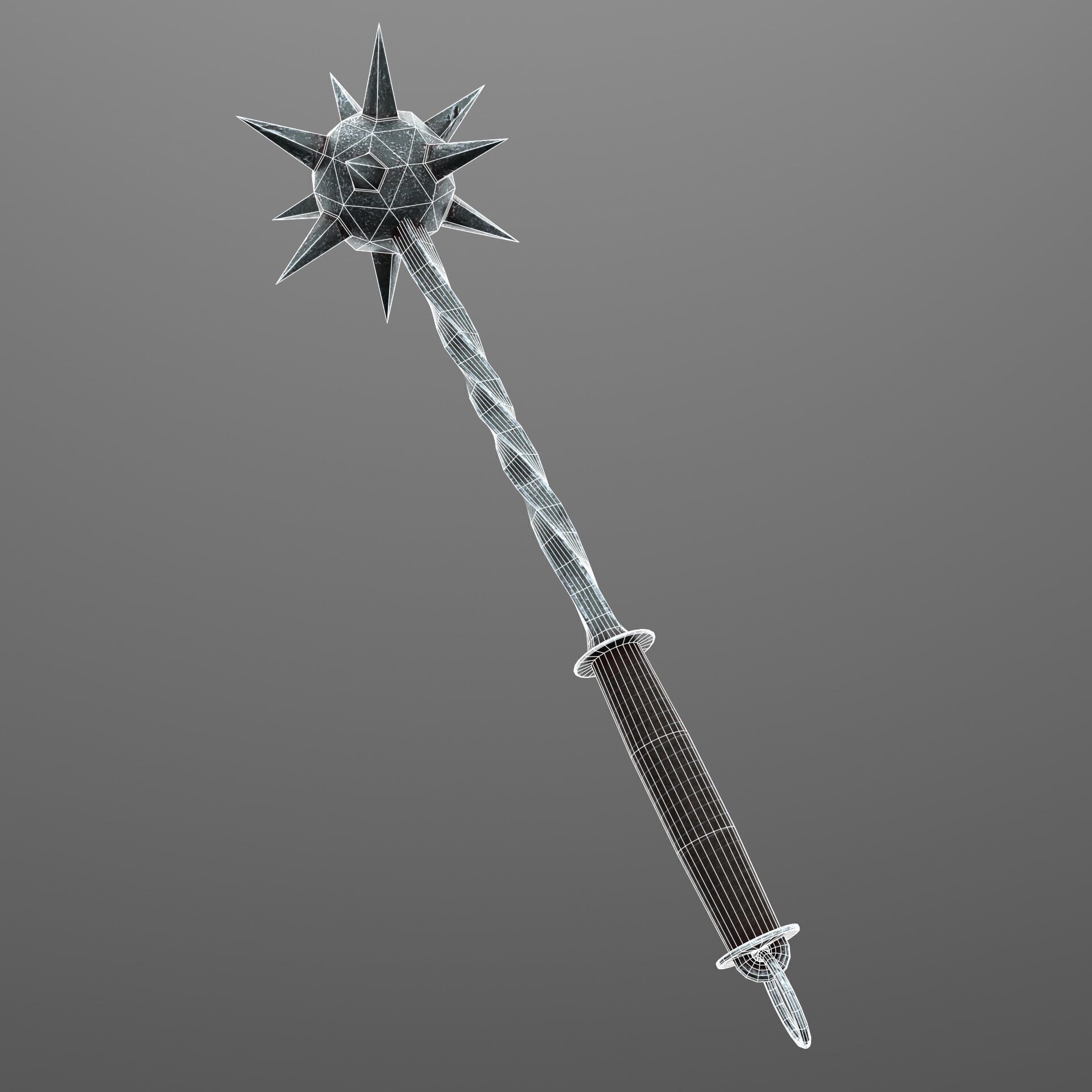 Medieval mace Low-poly 3D model_5