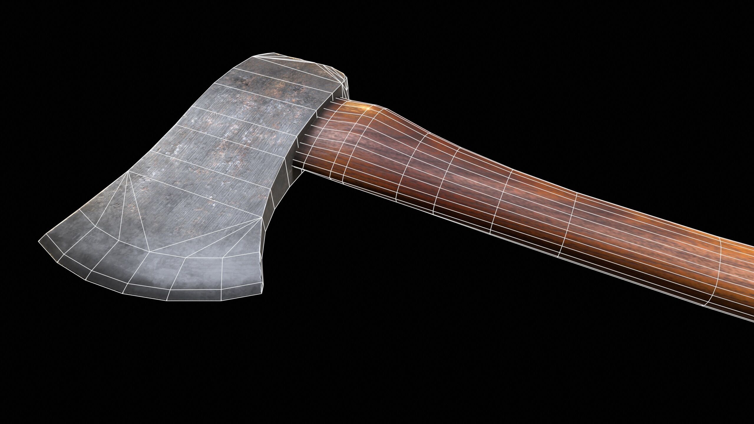 Felling Axe PBR Low-poly 3D model_13