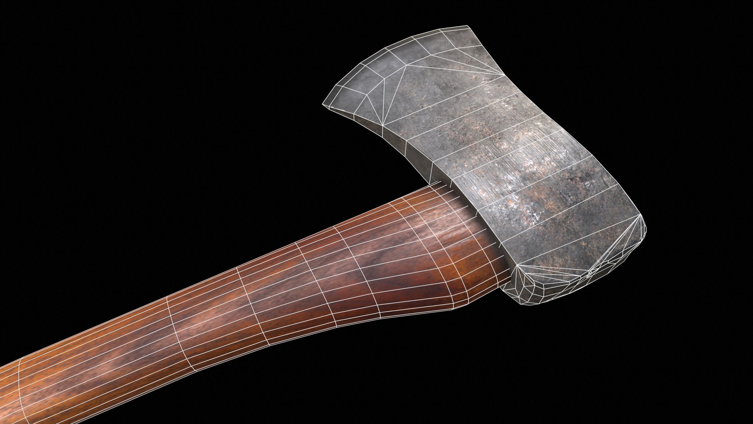 Felling Axe PBR Low-poly 3D model_11