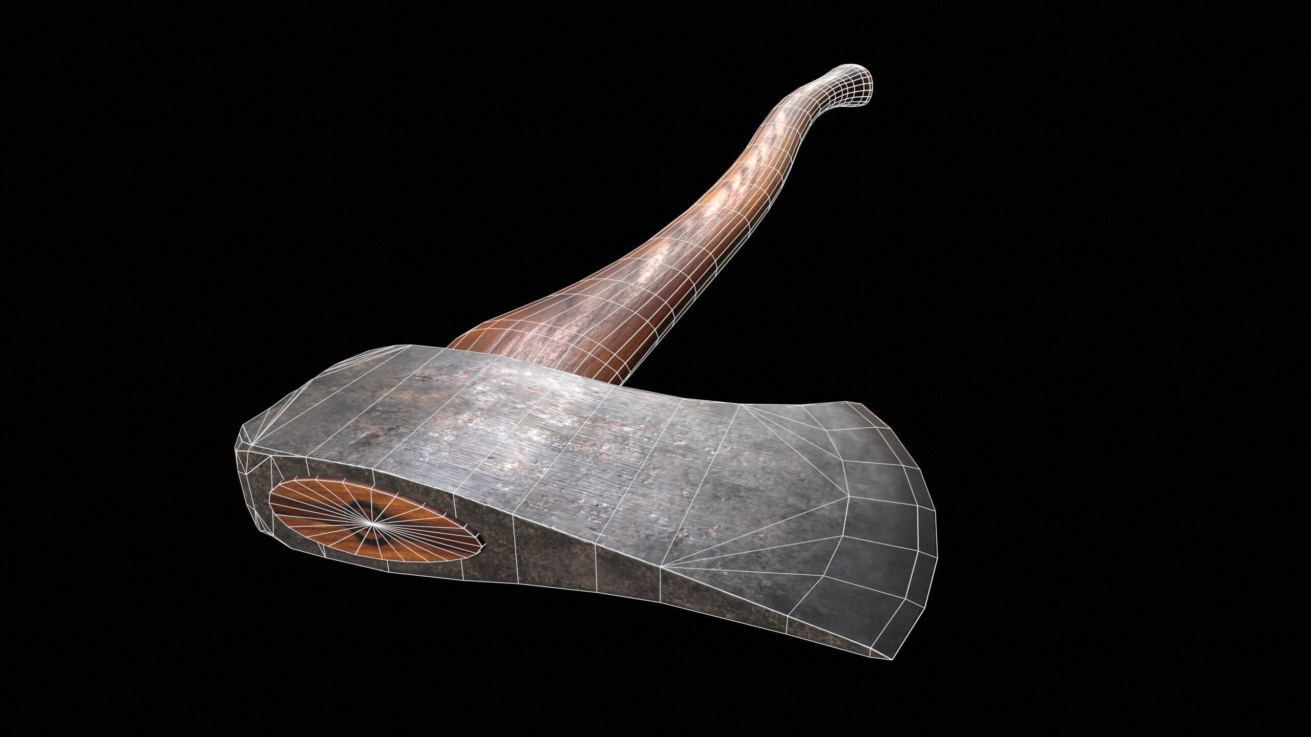 Felling Axe PBR Low-poly 3D model_12