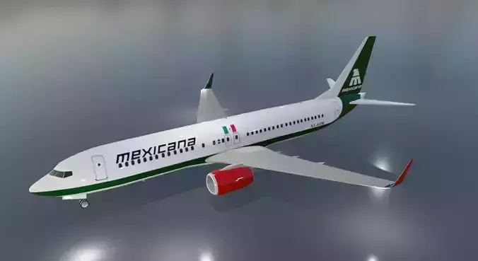 Mexicana Boeing 737-800 3D Model with cockpit requested Low-poly 3D model
