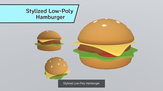 Stylized Low-Poly Fast Food Collection 3D Model Pack 4