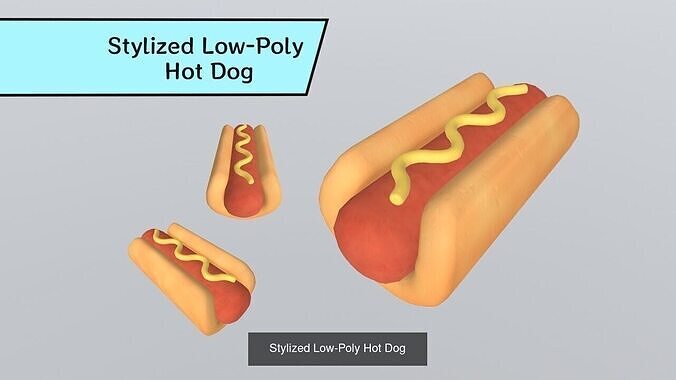 Stylized Low-Poly Fast Food Collection 3D Model Pack 3