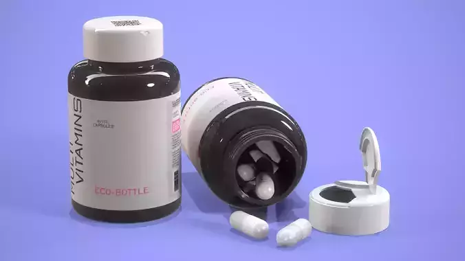 Bottle for pills and drugs Medical DS jar Game Ready Low-poly 3D model