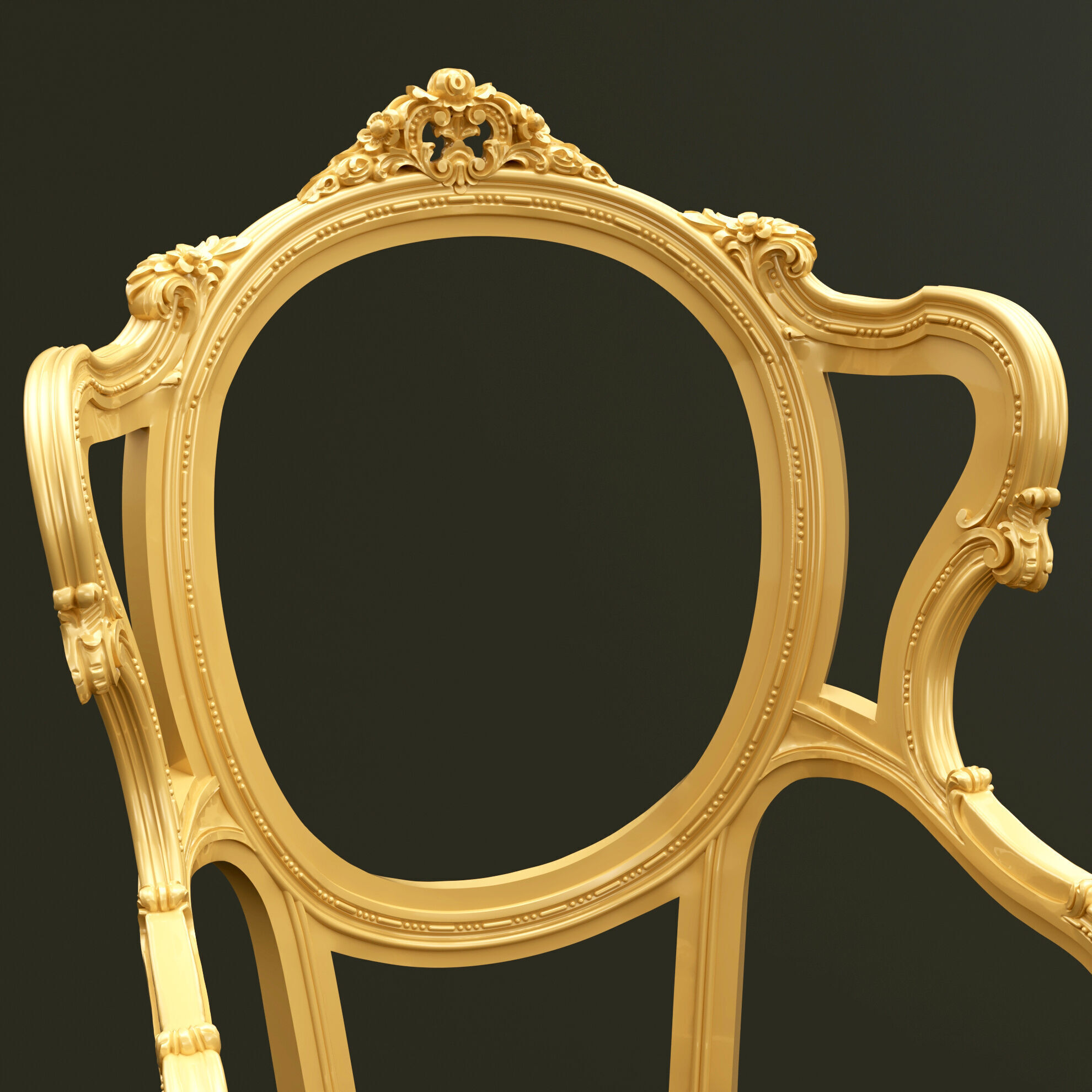 Classic Baroque Style Wooden Chair Base for CNC 3D model_2