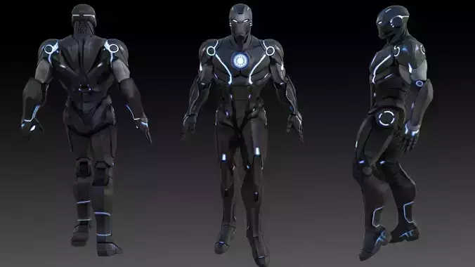 Iron Man Stealth Suit 3D Model Game Ready Fully Rigged