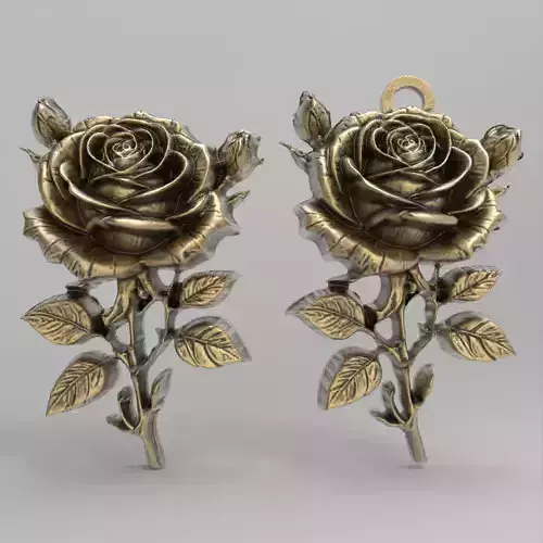 rose with leaves pentant 3dmodel baserelife