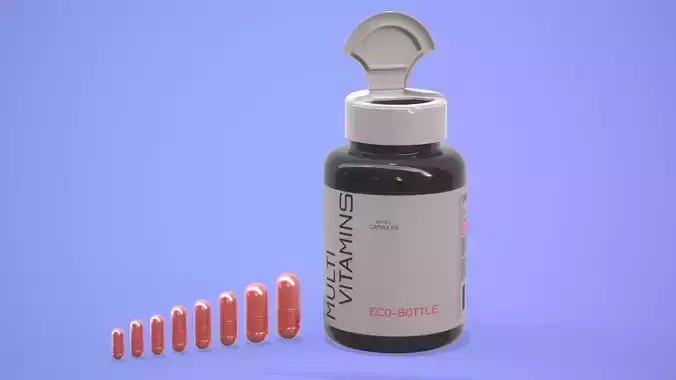 All capsule types or pills drugs with bottle pack 3D Model Collection