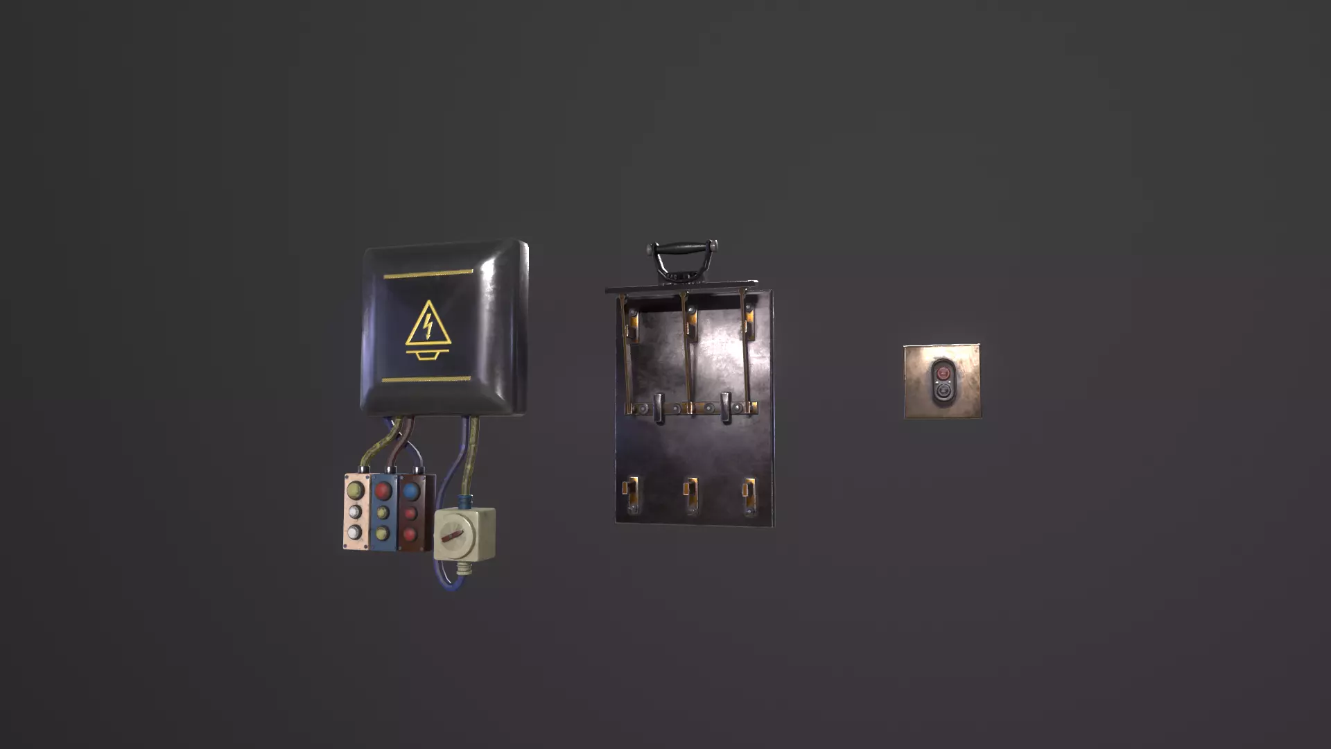 Power Switches with Three Low Poly Models Free low-poly 3D model