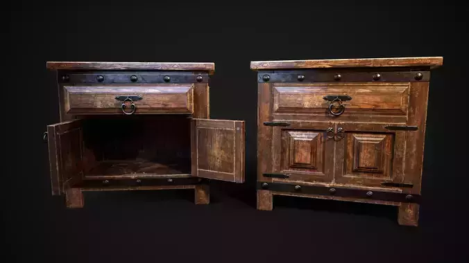 Old Wooden NightStand 01