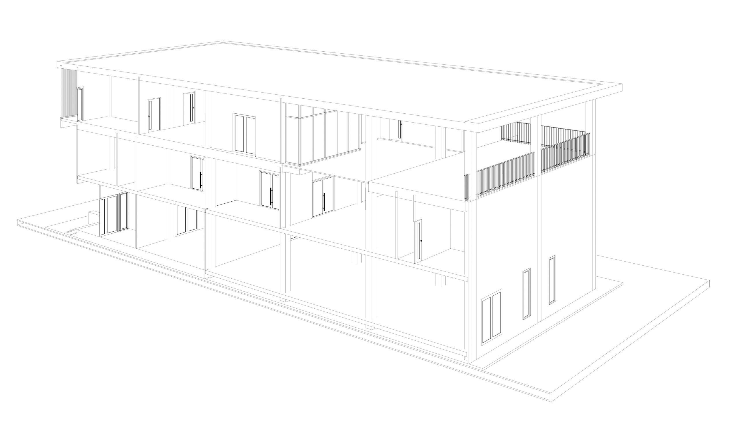 Home office in section cut 25-05 3D model_11