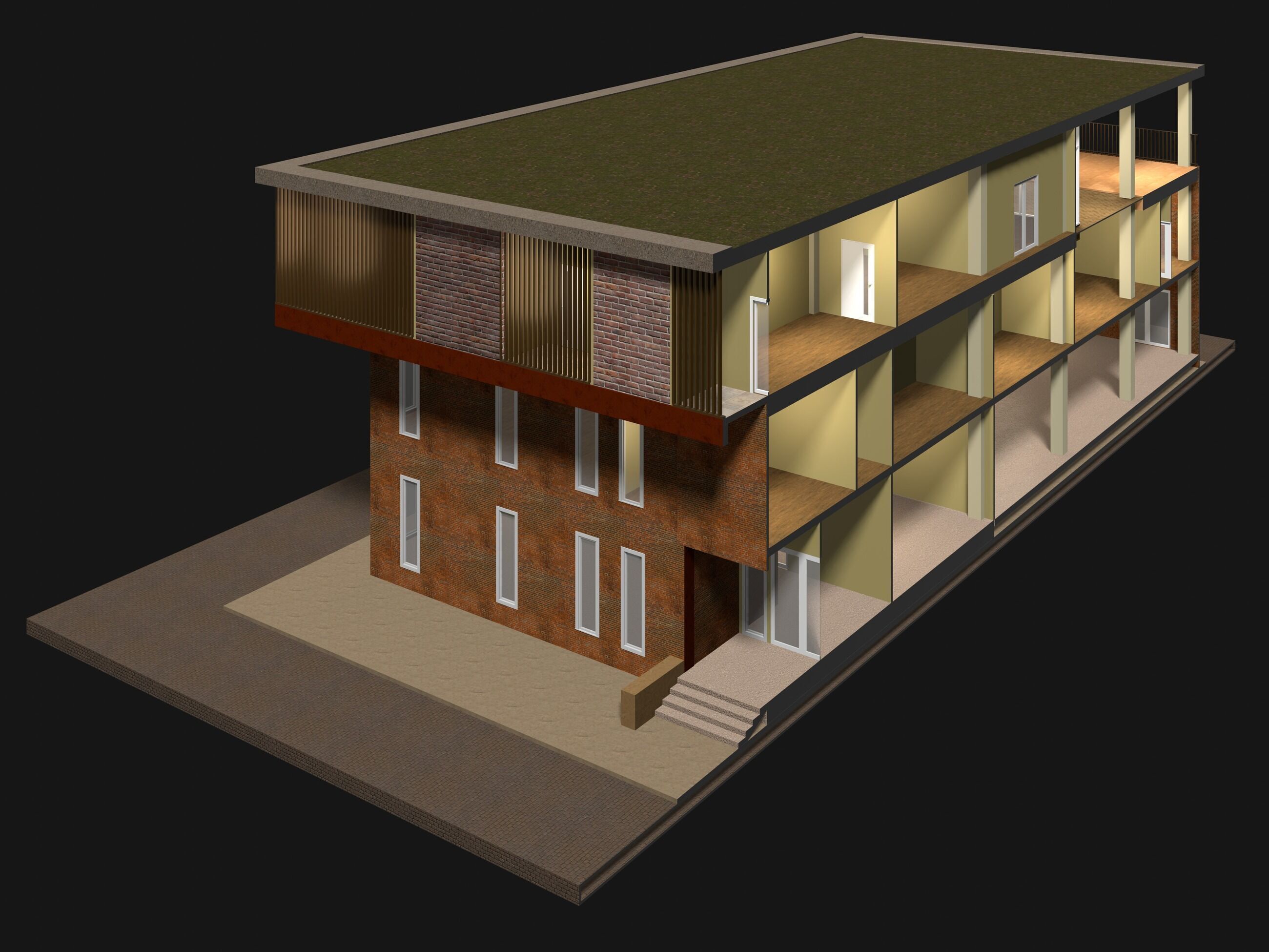 Home office in section cut 25-05 3D model_2