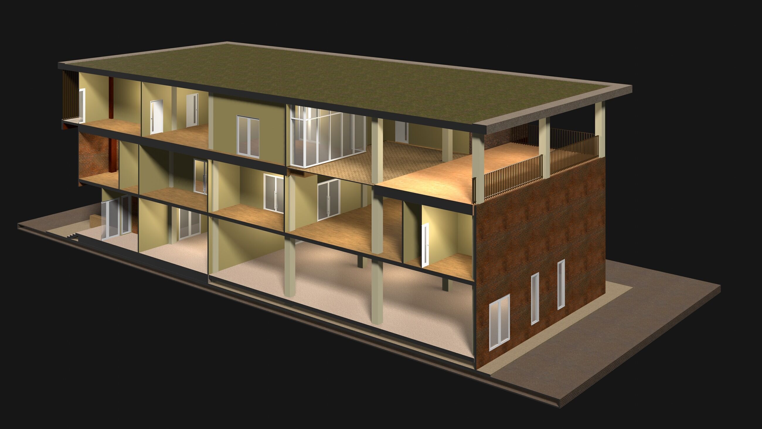 Home office in section cut 25-05 3D model_5