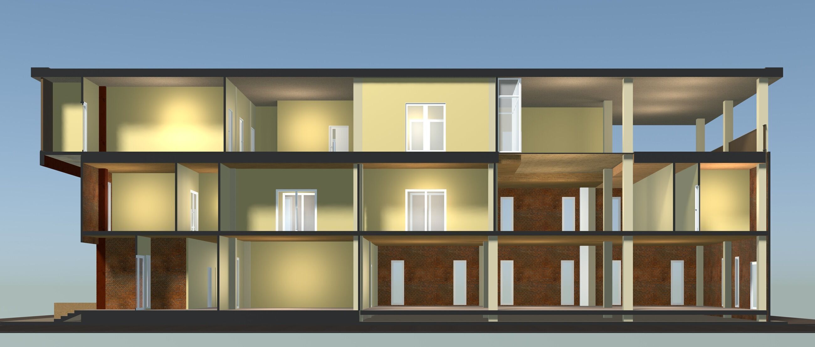 Home office in section cut 25-05 3D model_1