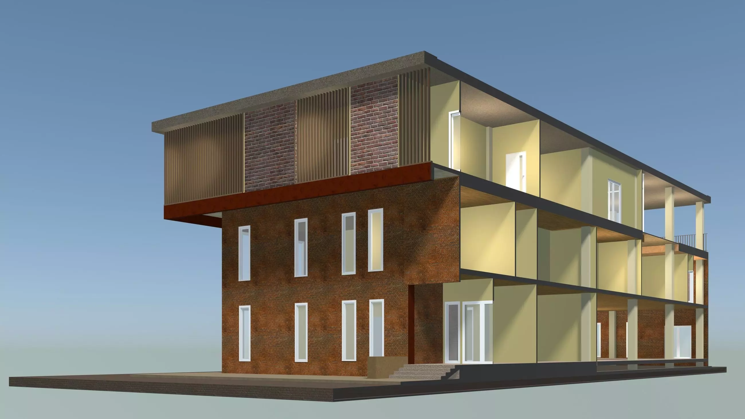 Home office in section cut 25-05 3D model_0