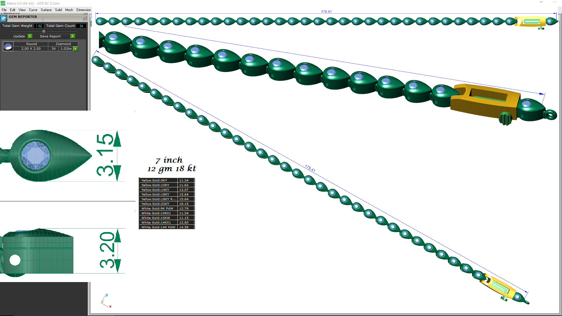 Diamond Tennis Bracelet animation renders 3dm stl details 3D print model_3