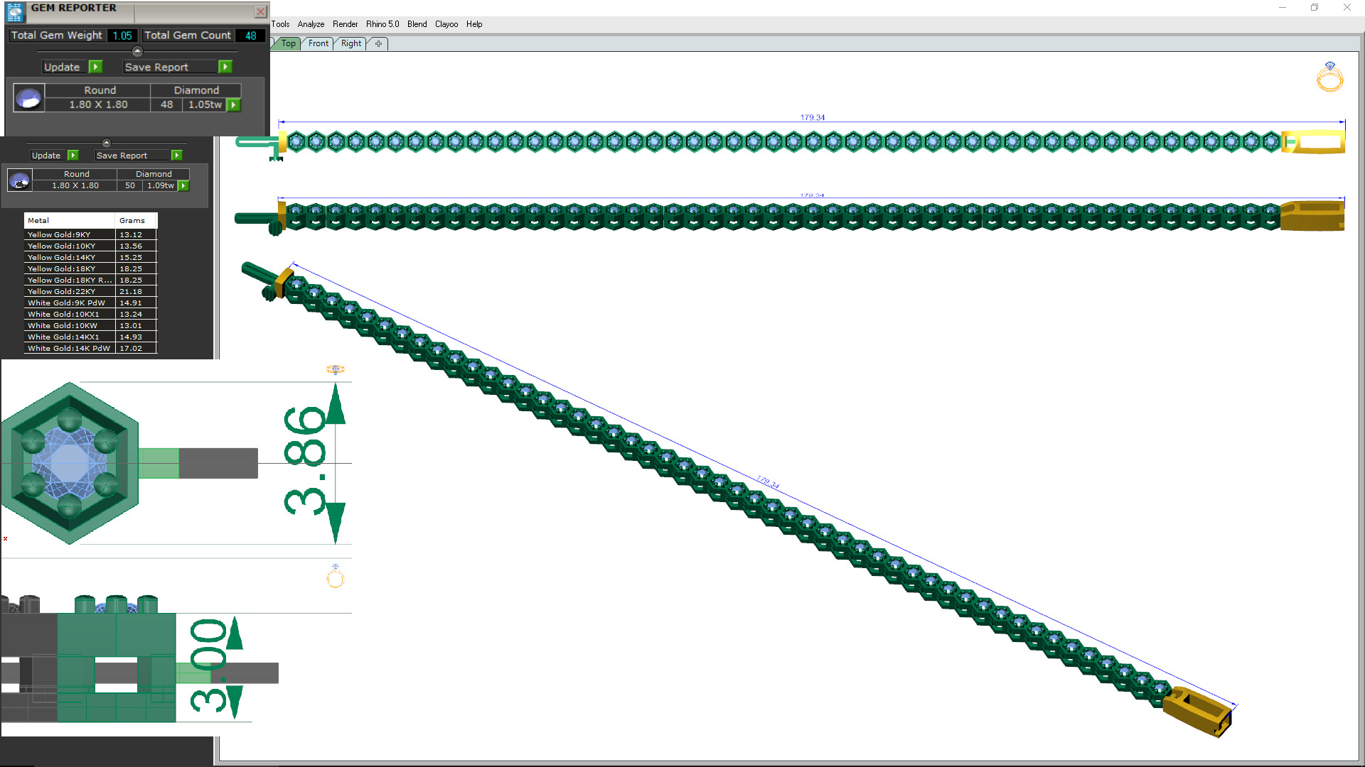 Diamond Tennis Bracelet animation renders 3dm stl details  3D print model_3