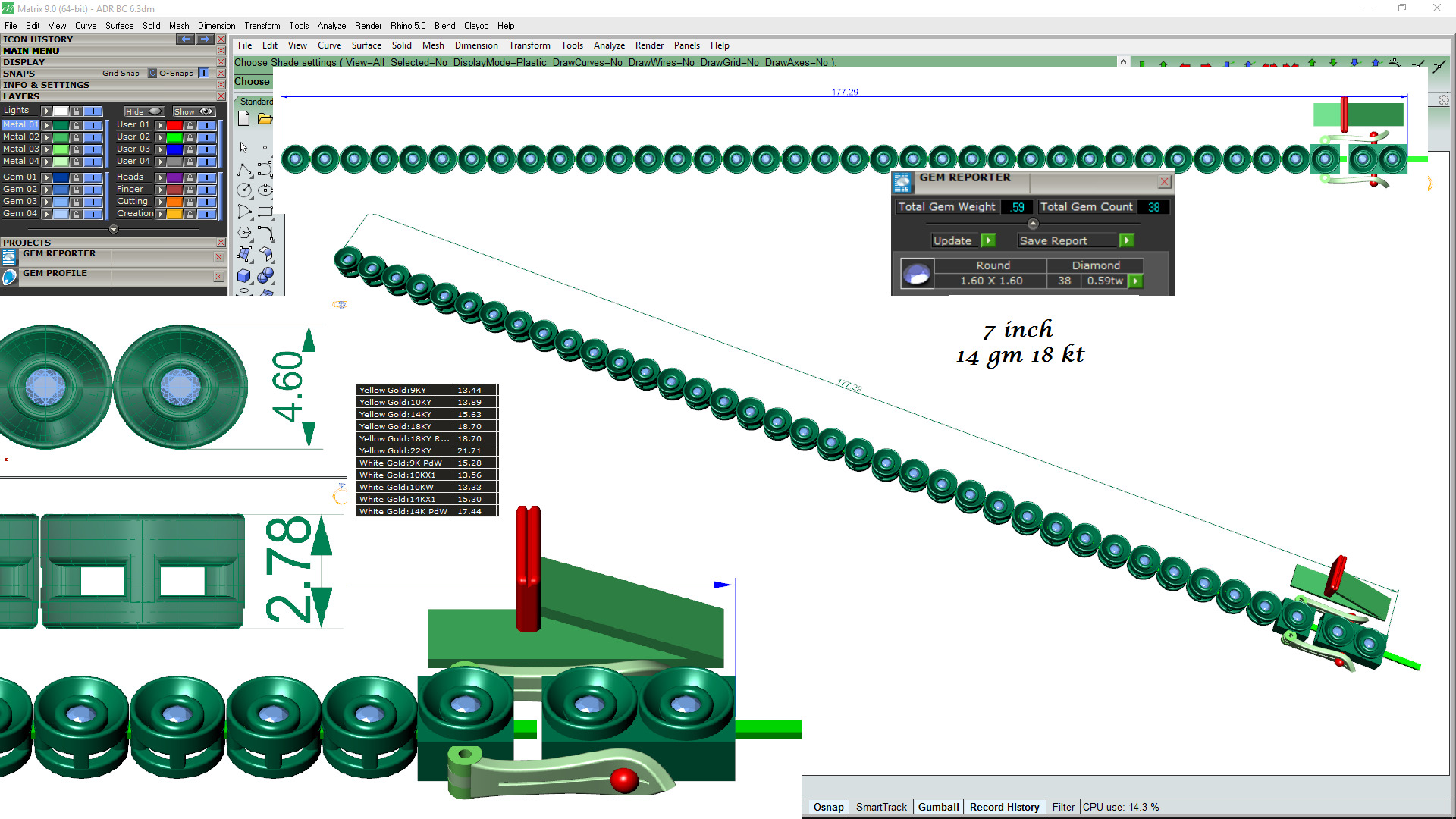 Diamond Tennis Bracelet animation renders 3dm stl details 3D print model_3