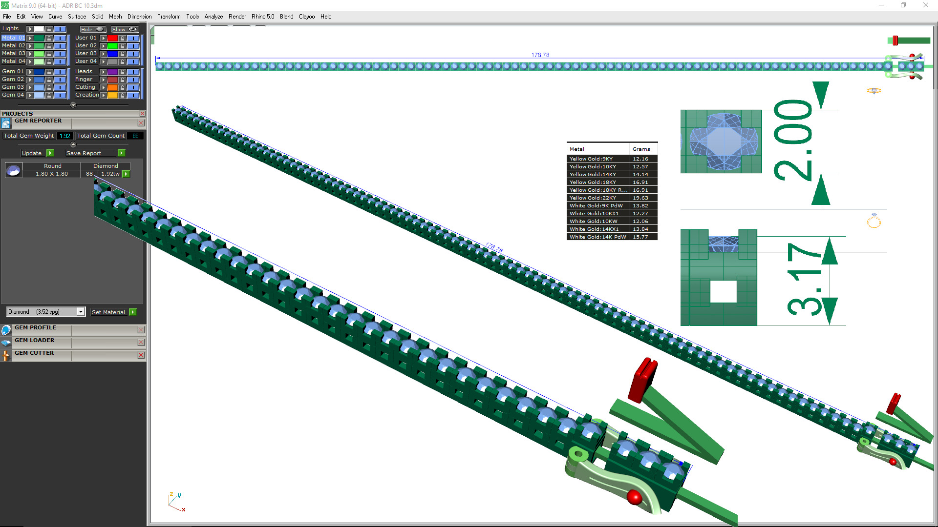Diamond Tennis Bracelet animation renders 3dm stl details 3D print model_3