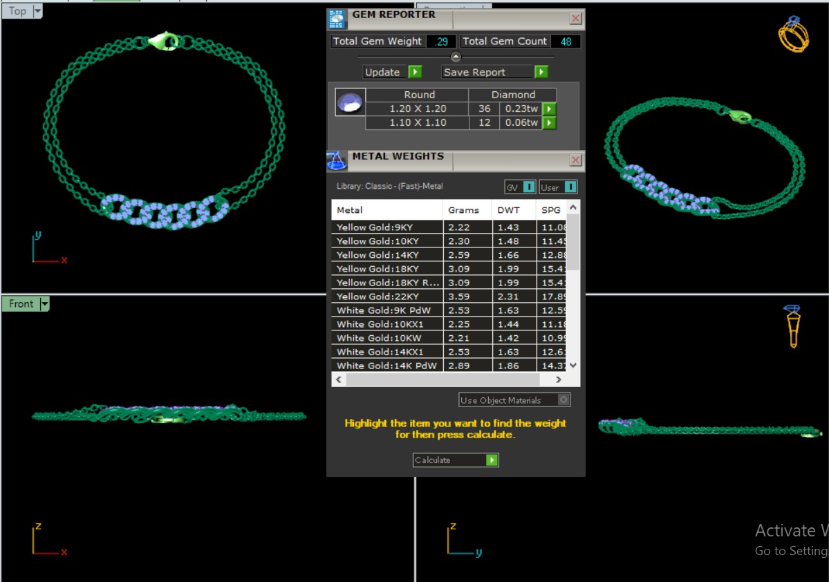 Cuban Monaco Chain Diamond Bracelet animation renders 3dm stl 3D print model_3