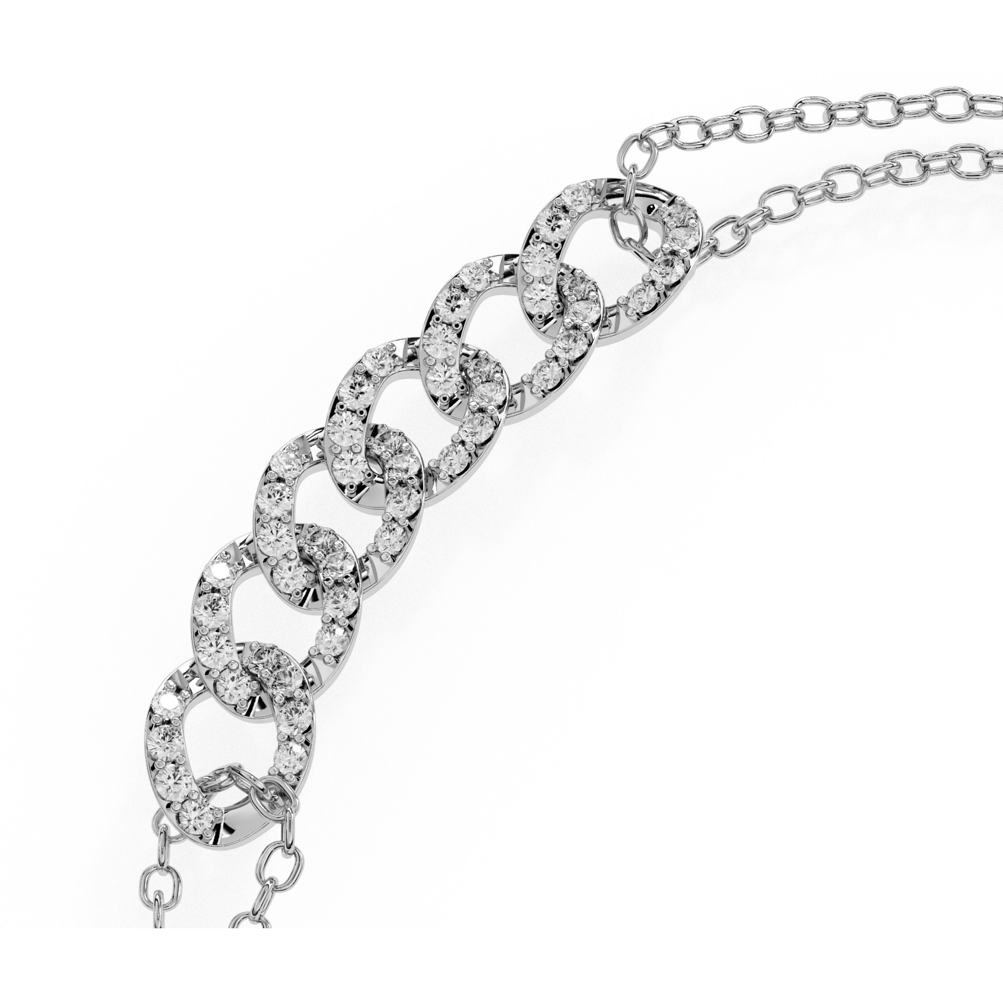 Cuban Monaco Chain Diamond Bracelet animation renders 3dm stl 3D print model_7