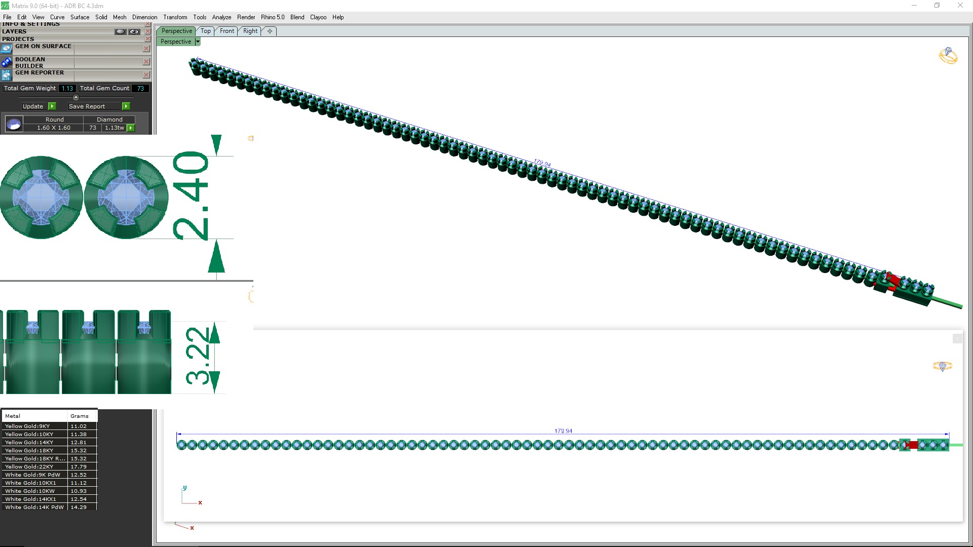 Diamond Tennis Bracelet animation renders 3dm stl details 3D print model_3