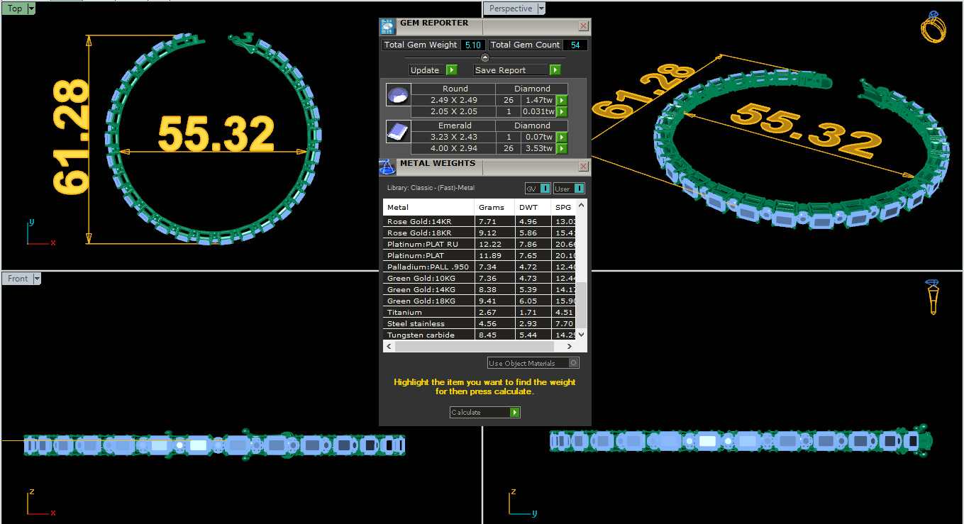 Diamond Tennis Bracelet animation renders 3dm stl details 3D print model_3