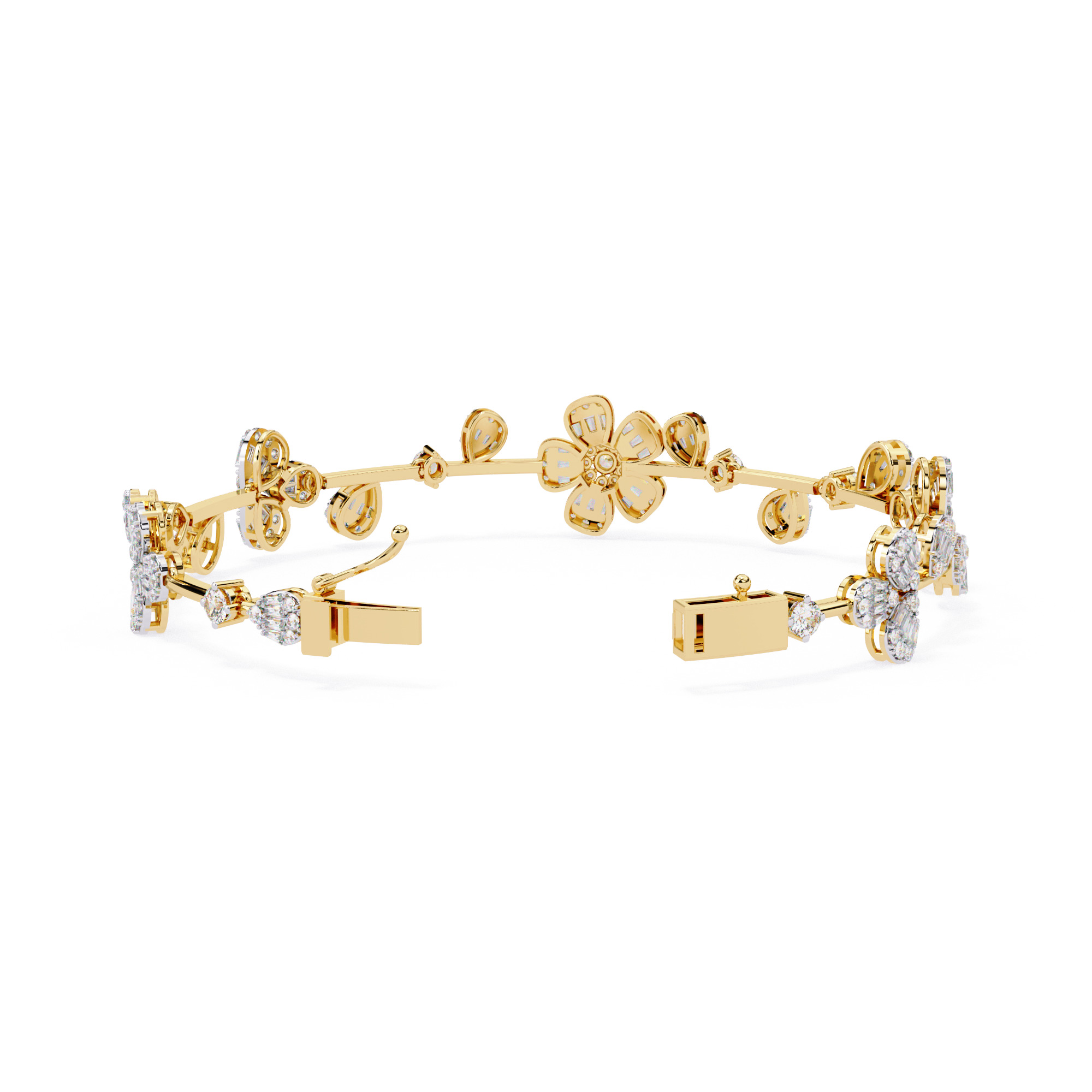 Diamond Flower Bracelet animation renders 3dm stl details 3D print model_6