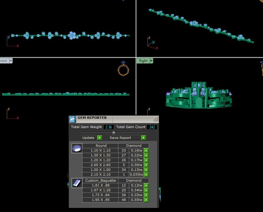 Diamond Flower Bracelet animation renders 3dm stl details 3D print model_3