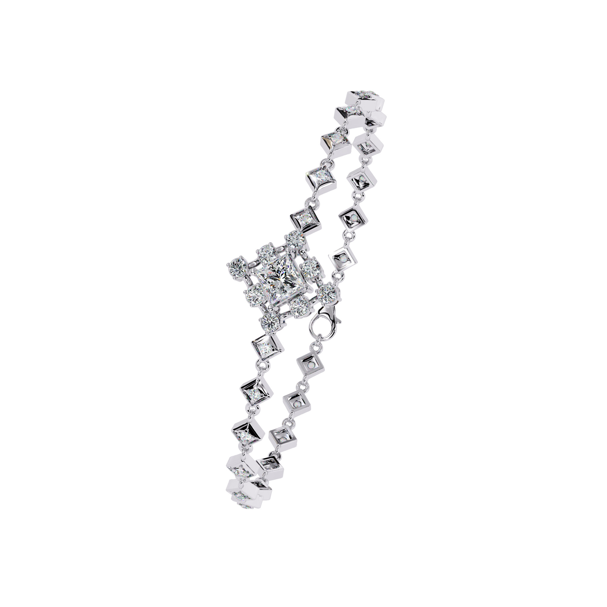 Diamond Tennis Bracelet animation renders 3dm stl details  3D print model_2