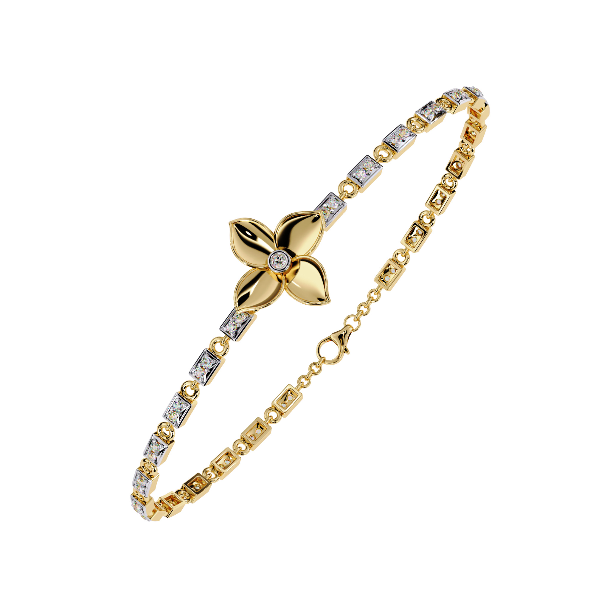Flower Tennis Bracelet animation renders 3dm stl details 3D print model_1