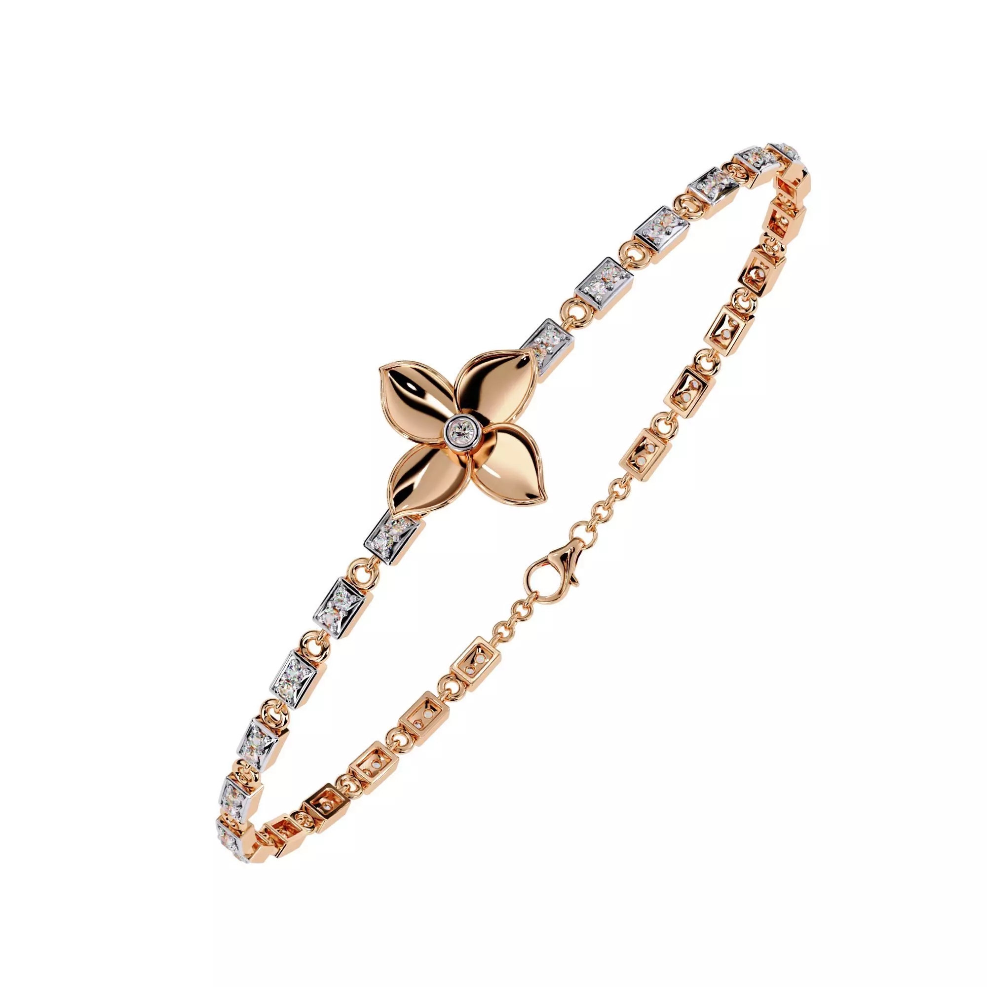 Flower Tennis Bracelet animation renders 3dm stl details 3D print model_0