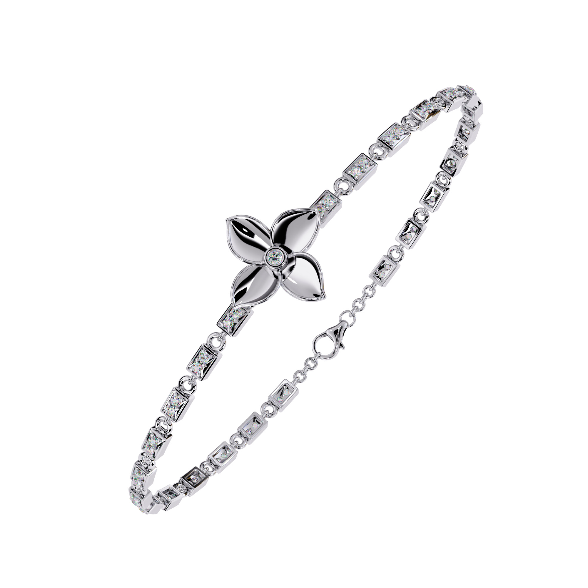 Flower Tennis Bracelet animation renders 3dm stl details 3D print model_2