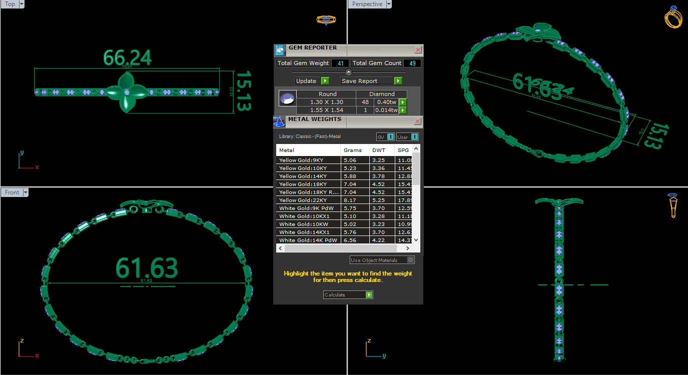 Flower Tennis Bracelet animation renders 3dm stl details 3D print model_4